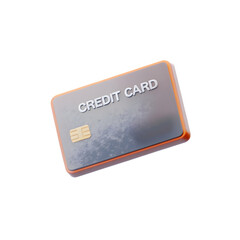 Modern 3D Clay-Style Credit Card Icon in Soft Orange and Light Gray, Transparent Background