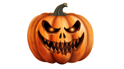 Spooky Halloween pumpkin with glowing eyes and menacing grin perfect for seasonal marketing, festive designs, and holiday promotions, get yours now!