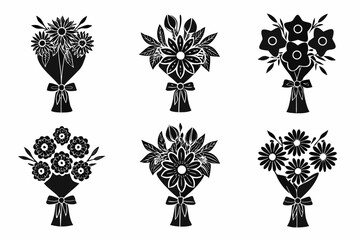 Elegant bouquets of flowers, perfect for wedding invitations, graphic design projects, and adding a touch of floral beauty to any creative endeavor with this charming set