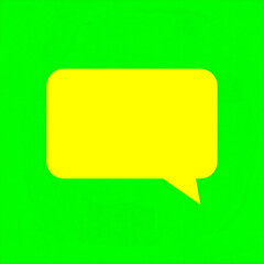 Bright yellow speech bubble graphic