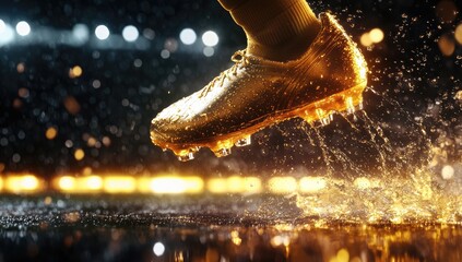 Golden soccer boot splashes in spotlight