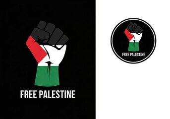 Symbol of palestinian solidarity raised fist painted with flag demands freedom and justice