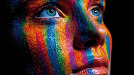 Naklejka premium Close-up colorful face art