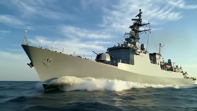 Modern Frigate at Sea: Maritime Power Projection