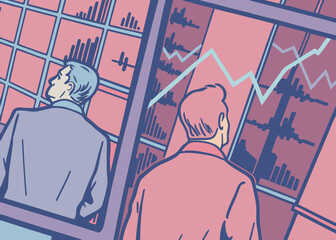 Fototapeta premium Illustration based on a chart depicting the surge in stock and cryptocurrency prices. Graph. Business. Casual. Simple. Investment. Assets.