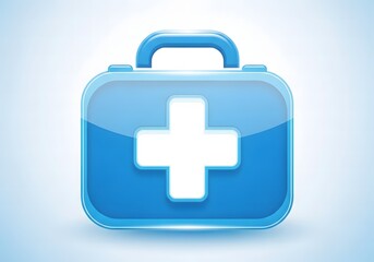 Obraz premium Glossy Blue First Aid Kit Illustration Emergency Health Care