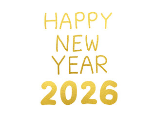 年賀状素材：HAPPY NEW YEAR 2026・金色の手書き文字
