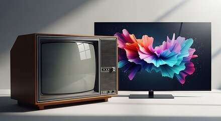 A captivating juxtaposition of vintage and modern television technology.