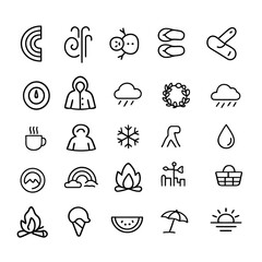 Seasonal icons for weather and nature | seasonal, icons, weather, nature, climate, symbols, icon, set, graphic, design, illustration.
