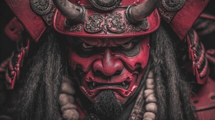 Fierce Samurai face close-up