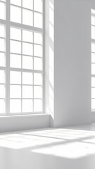 Empty white room with large windows