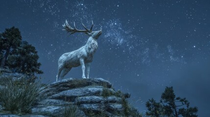 Majestic stag at night