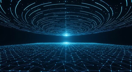 Digital Abstract Illustration of a Network Connection with Futuristic Tech Concepts
