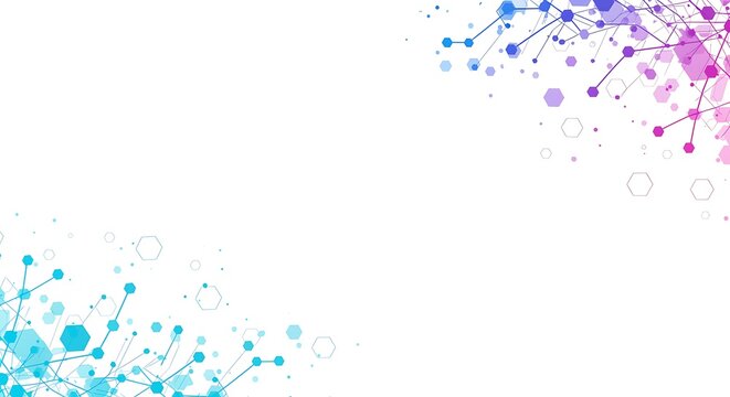 Innovative abstract background showcasing interconnected molecular shapes for digital design and technology presentations.