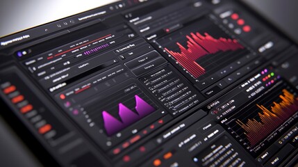 Dark Themed Digital Audio Workstation Interface with Waveform Visualizations