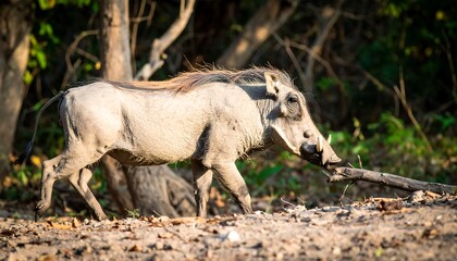 Fototapeta premium Wild pig walking in forest
