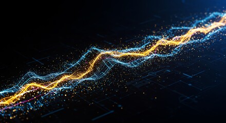 Abstract data stream flowing over digital background