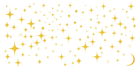 金色のキラキラした背景イラスト　星空　月