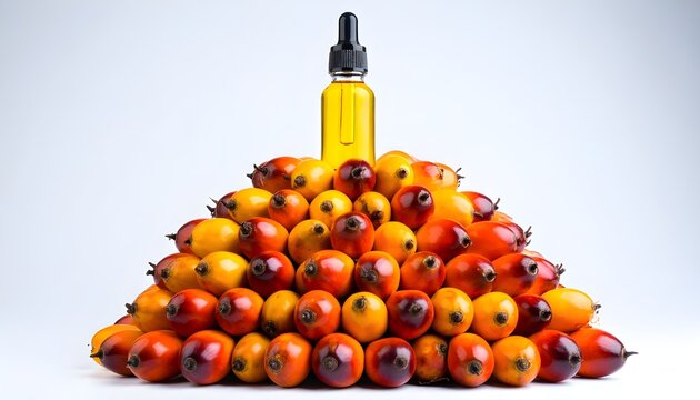A top-down view of fresh palm fruitlets, a key ingredient for palm oil