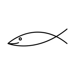 simple fish line art vector illustration to nature, marine life, or food.