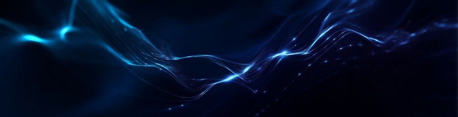Abstract Blue Light Wave, Digital Background.