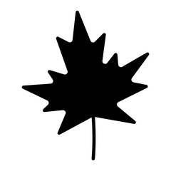 minimalist black vector illustration of a maple leaf. the design is a simple of a five-pointed leaf