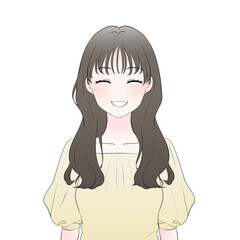微笑む　女性　イラスト　上半身　シンプル
