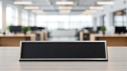 Black nameplate silver frame desk office