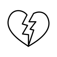 broken heart vector icon outline. vector illustration of a heart broken in two by a jagged line