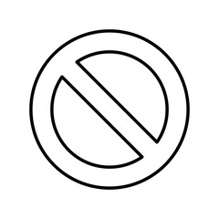 no symbol vector icon outline.  prohibited sign. the minimalist outline design, consisting of a circle with a diagonal line, represents restriction, warning, or a forbidden action.