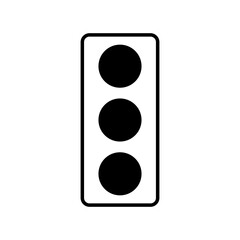 vector illustration of a traffic light with three solid black circles. the simple design represents traffic signals, transportation, and road safety