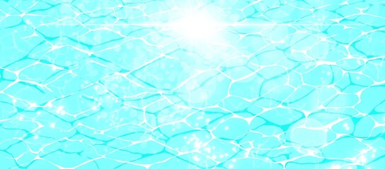 透明感のある水面と太陽の光と煌めきの背景素材
