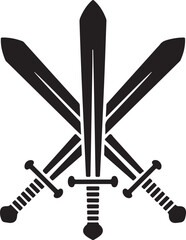 Swords in flat style and silhouettes isolated on white background