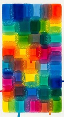 Fluidity meets structure: A vibrant mosaic of overlapping translucent color blocks pattern