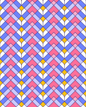 Modern Geometric Seamless Pattern Blue Oink Yellow