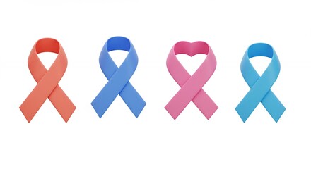 Awareness ribbons multiple colors various causes