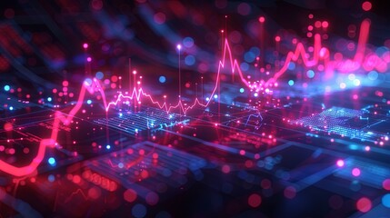 Obraz premium Abstract Financial Graph with Colorful Grid Representing Market Trends and Data Analytics