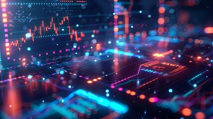 Futuristic Global Data Interface with World Map and Analytical Dashboards in Blue and Red