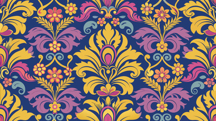 Fototapeta premium Large-scale damask pattern with bold acanthus leaves and swirls , pattern, photography 