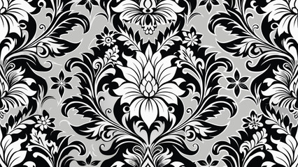 Fototapeta premium Elegant black and white floral damask pattern 