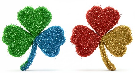 Colorful shamrock shapes isolated on white