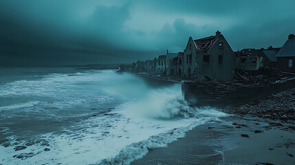 Coastal destruction by powerful waves