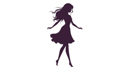 Elegant Silhouette of a Woman Dancing in a Flowing Dress