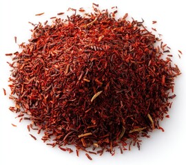 Obraz premium Pile of vibrant crimson-red dried, shredded herb or spice