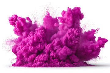 Fototapeta premium Magenta powder explosion cloud on a white background.