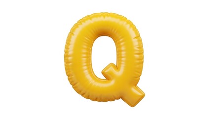 Vibrant Yellow Capital Letter Q Inflatable Balloon Isolated for Festive Event Design Elements and Celebration.