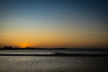 Beautiful sunset with vivid golden colors. Free space for writing.