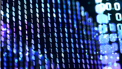 Futuristic Digital Data Stream of Binary Code - Abstract Technology Background