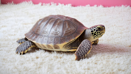 Obraz premium A Young Turtle on a Carpet