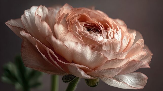 Peach Ranunculus Bloom Macro